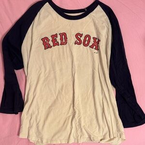 Majestic Red Sox Raglan Tee - Cream and Black